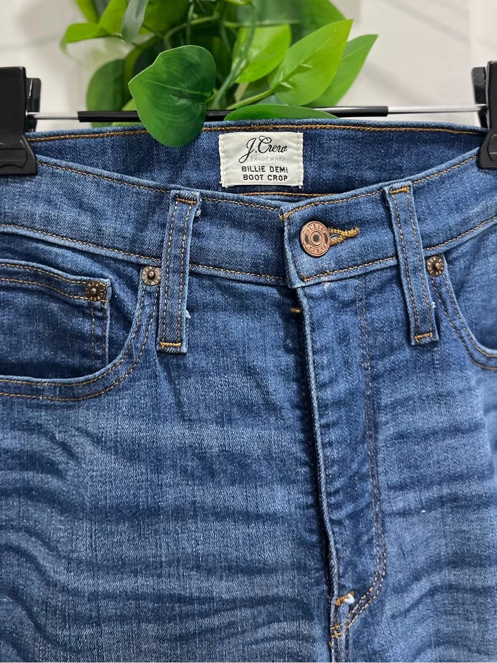 J. Crew Mid Wash Blue Straight-Leg Jeans with Subtle Distress